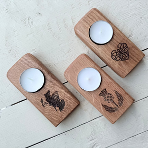 Barrel Oak Tea Light or Wee Glass Holders - Single