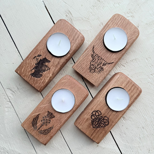 Barrel Oak Tea Light or Wee Glass Holders - Single