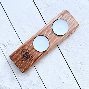 Barrel Oak Tea Light or Wee Glass Holders - Double