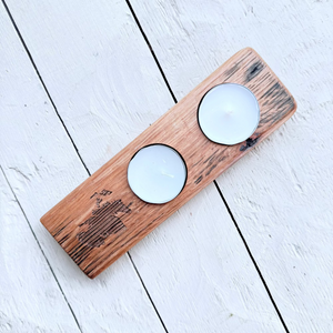 Barrel Oak Tea Light or Wee Glass Holders - Double