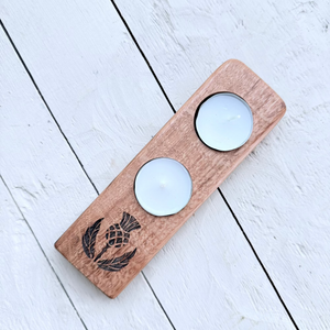 Barrel Oak Tea Light or Wee Glass Holders - Double