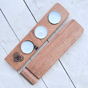 Barrel Oak Tea Light or Wee Glass Holders - Triple