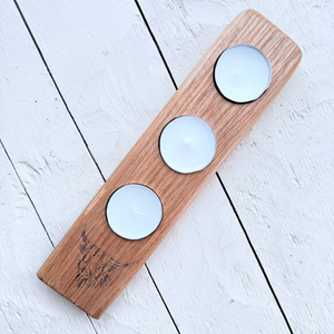 Barrel Oak Tea Light or Wee Glass Holders - Triple
