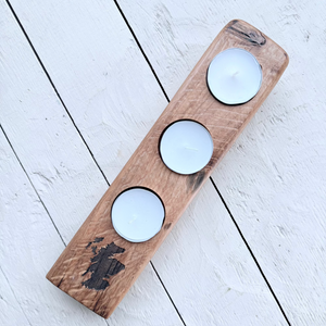 Barrel Oak Tea Light or Wee Glass Holders - Triple