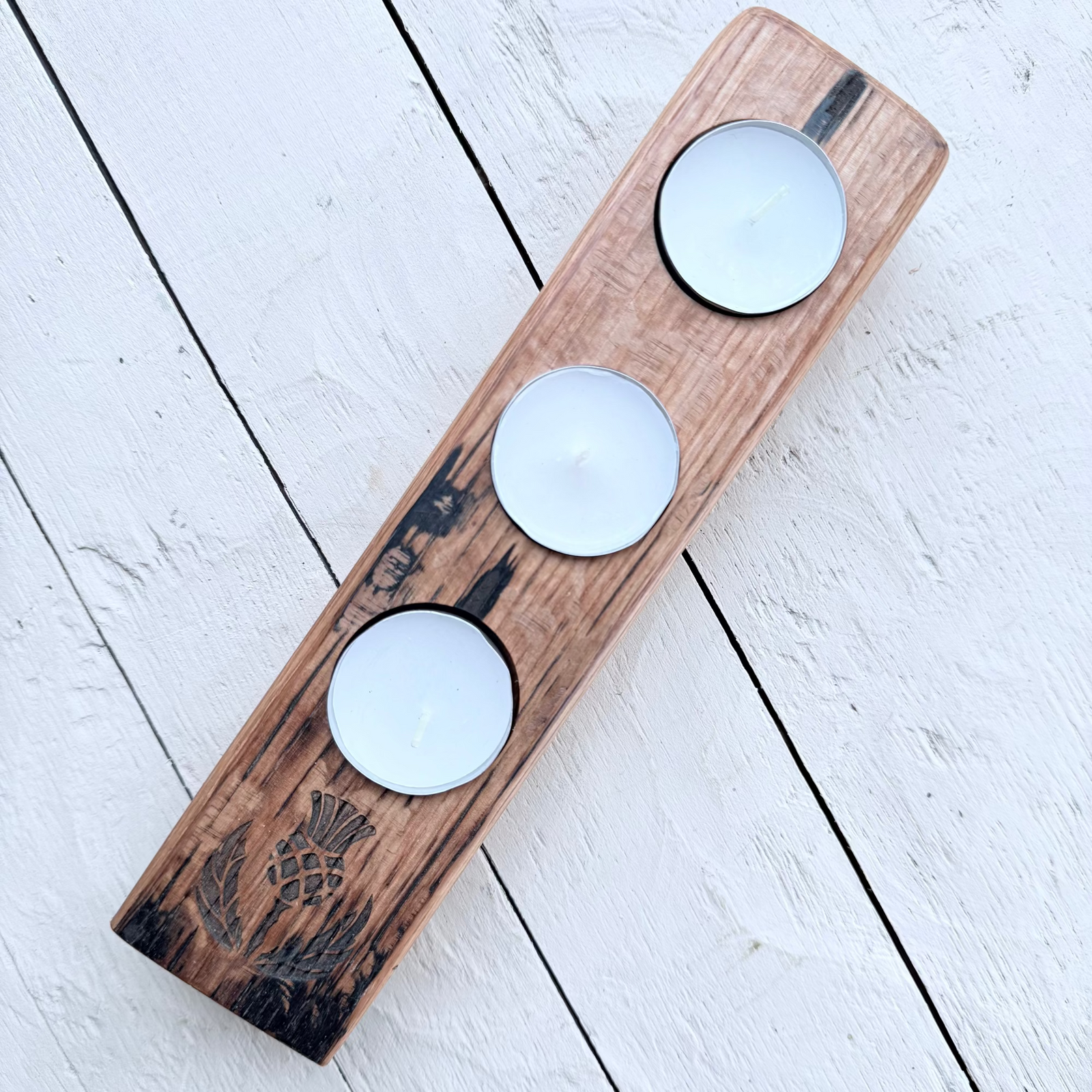 Barrel Oak Tea Light or Wee Glass Holders - Triple