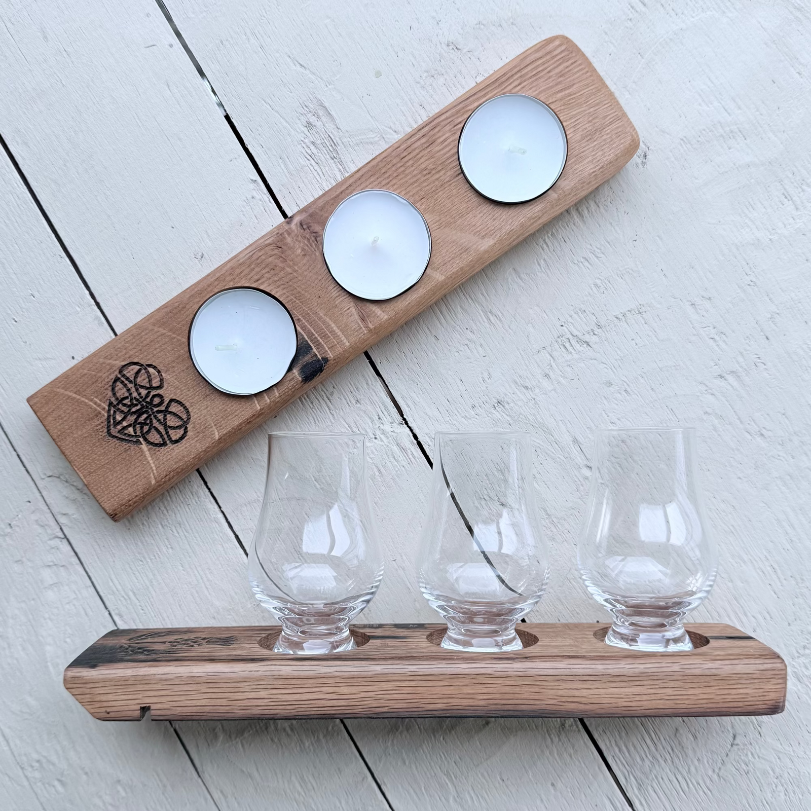 Barrel Oak Tea Light or Wee Glass Holders - Triple