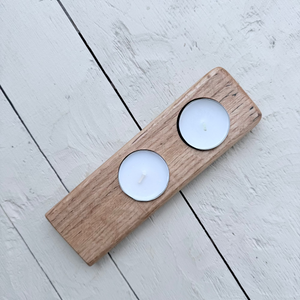 Barrel Oak Tea Light or Wee Glass Holders - Double