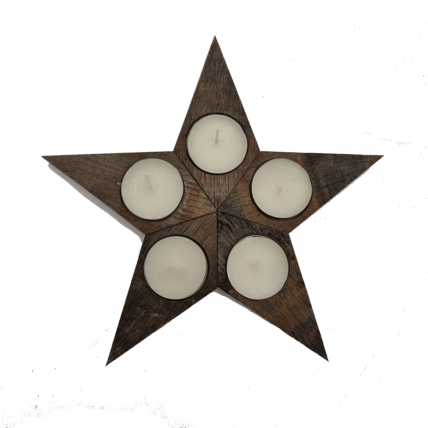 Rustic Oak Star Candle Holder