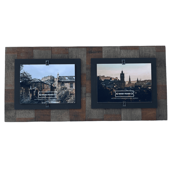 Two Butler Frame Kiln 2 - Double Frame Multiple Photo frame Reclaimed Whisky Barrel Oak ...